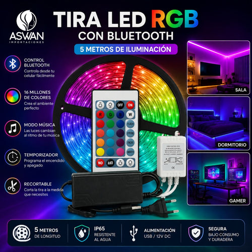 Luces LED RGB Bluetooth 5 Metros